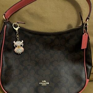Coach Dark Brown and Pink Hobo Bag